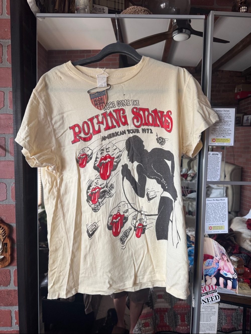 MadeWorn Cream Cotton Tee with Logo Tag